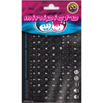 Kolm Lõvi Minipicto estų/rusų kalbų klaviatūros lipdukai, juodos/baltos/mėlynos spalvos (KB-UNI-EE02-BLK-BLUE)