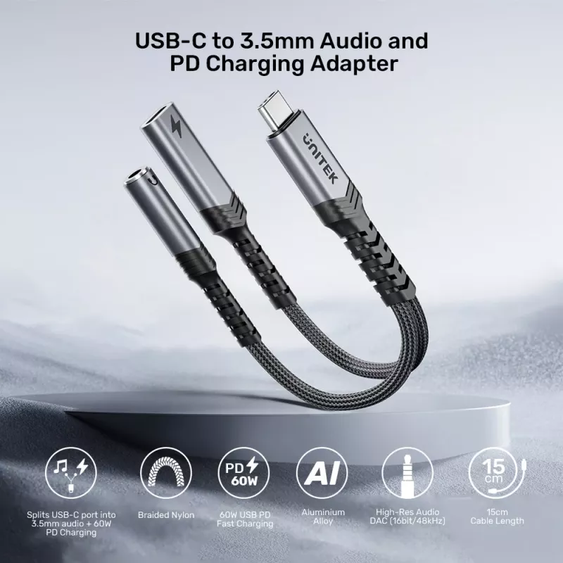Unitek USB-C į 3,5 mm garso adapteris su PD