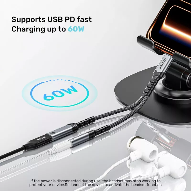 Unitek USB-C į 3,5 mm garso adapteris su PD