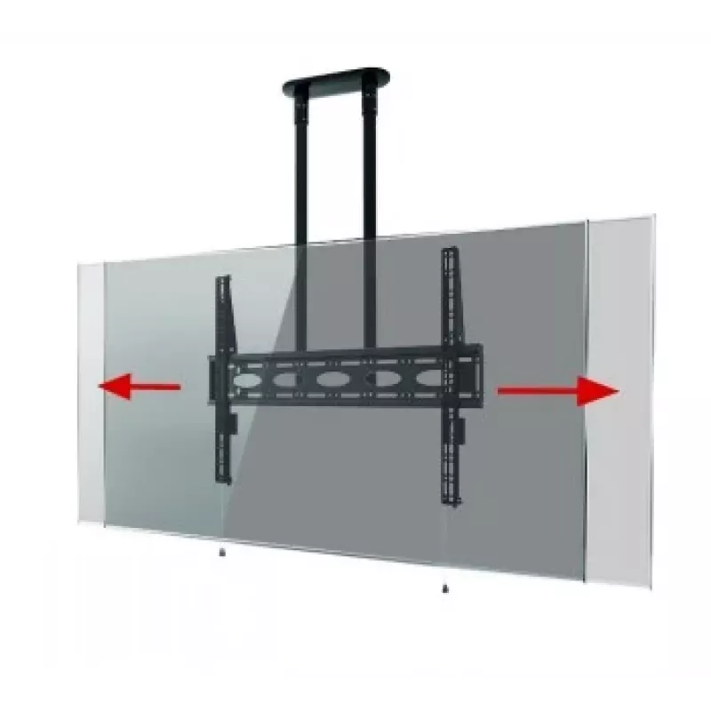 B-TECH AV BT8448-150/BB itin didelis universalus lubų laikiklis plokščiaekraniams televizoriams su 1,5 m Ø50 mm strypu, VESA iki 1100x700, 130 kg, juodos spalvos