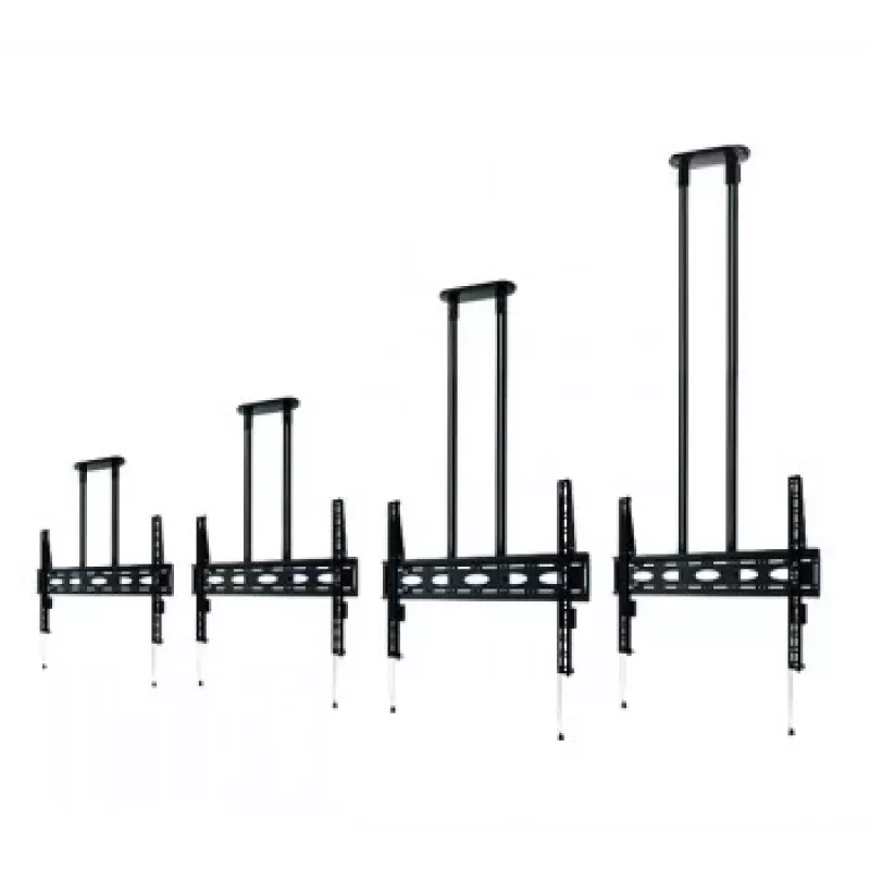 B-TECH AV BT8448-150/BB itin didelis universalus lubų laikiklis plokščiaekraniams televizoriams su 1,5 m Ø50 mm strypu, VESA iki 1100x700, 130 kg, juodos spalvos