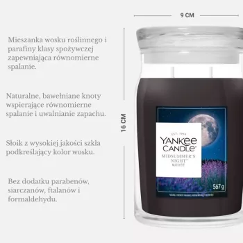 Yankee Candle Signature Midsummer's Night didelės talpos žvakė stiklainyje 567g