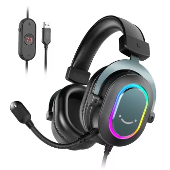 FIFINE H6 AmpliGame RGB 7.1 apgaubiančios ausinės su nuimamu mikrofonu, juodos