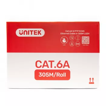 UNITEK C18121BL Cat. 6A S/FTP LSZH instaliacinis tinklo kabelis, 305 m, mėlynos spalvos