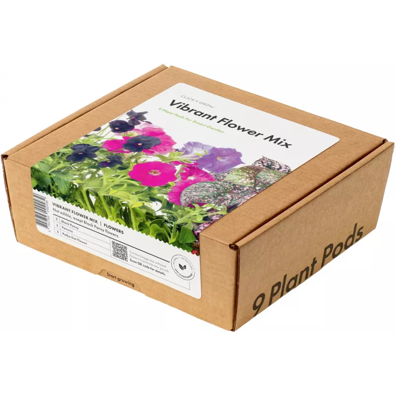Click & Grow ryškių gėlių rinkinio augalų kapsulės Smart Garden sodui, 9 vnt. (PPMVBX9)