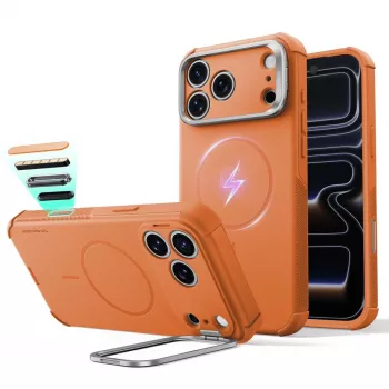 ESR Cyber Tough Kickstand MagSafe dėklas, skirtas iPhone 17 Pro / 18 Pro - oranžinis