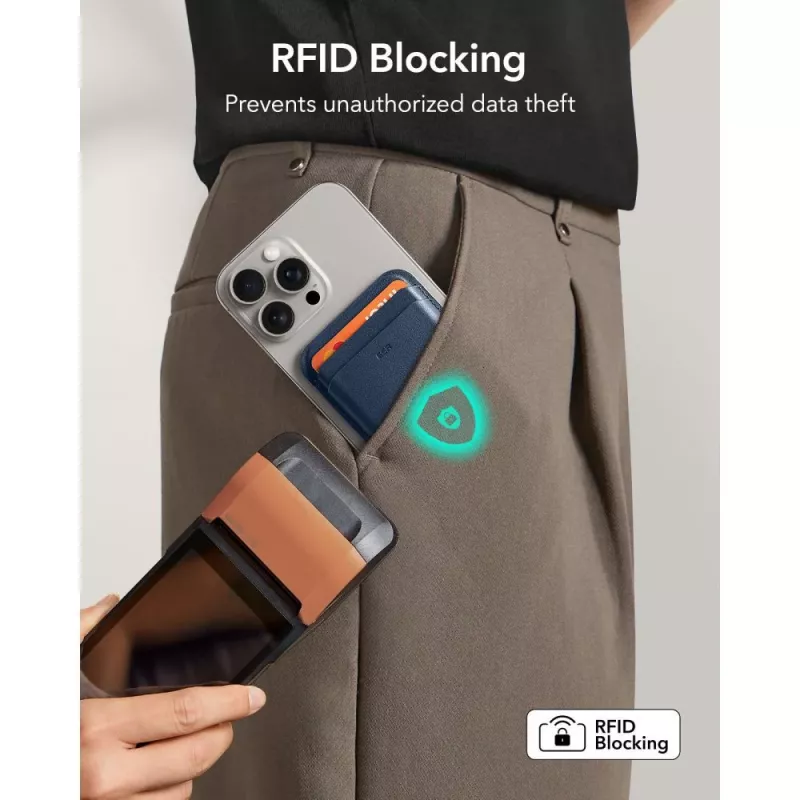 ESR Classic RFID Magnetic Wallet MagSafe tamsiai mėlynas