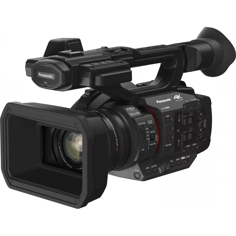 Panasonic HC-X2E 4K Ultra HD profesionalus vaizdo kamera su 20x Leica Dicomar objektyvu, 5 ašių Hybrid O.I.S.+, dvigubais XLR įėjimais, 3G-SDI, Wi-Fi, dvigubais SD kortelių lizdais