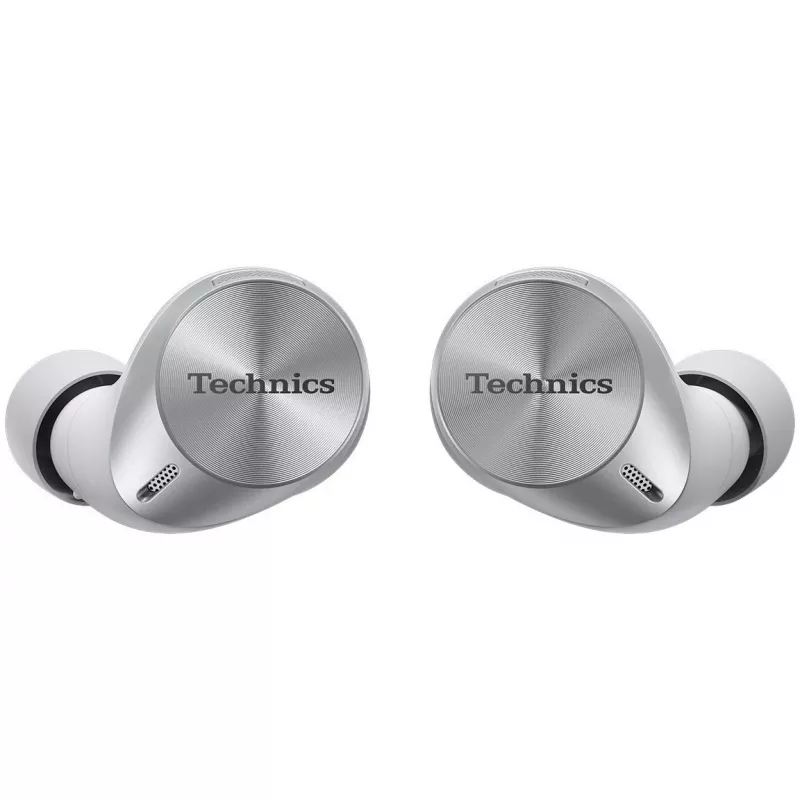 Technics EAH-AZ60M2ES belaidės ausinės su Dual Hybrid ANC, LDAC, 8mm tvarkyklėmis, 3 įrenginių Multipoint, IPX4, sidabrinės