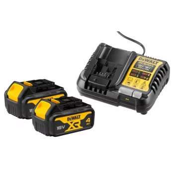 DEWALT DCB1104 18V XR 4A įkroviklis su 2x 4.0Ah ličio jonų baterijomis