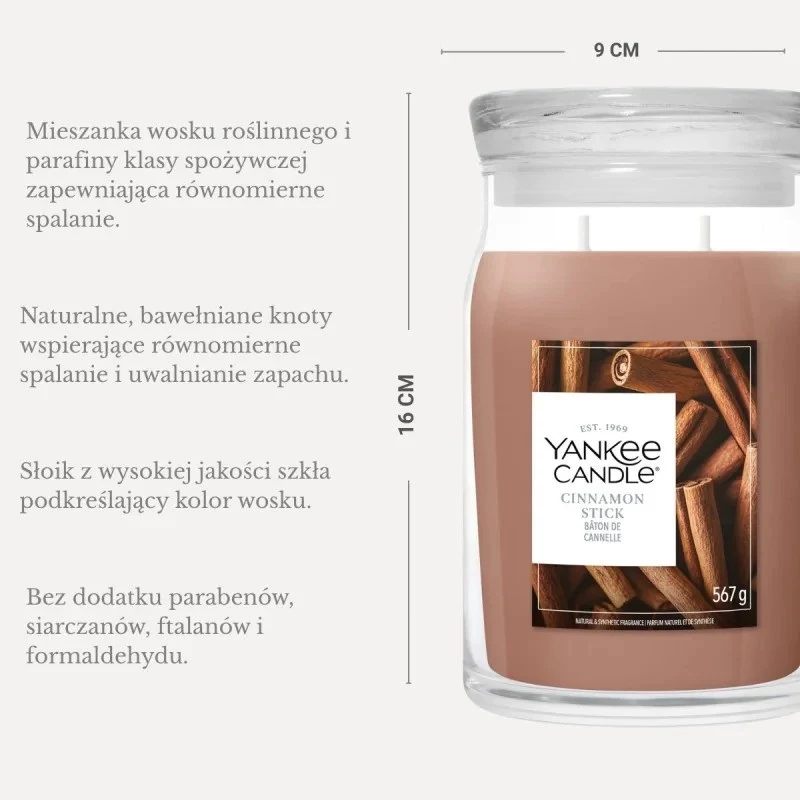 Yankee Candle Signature Cinnamon Stick didelio stiklainio žvakė 567g