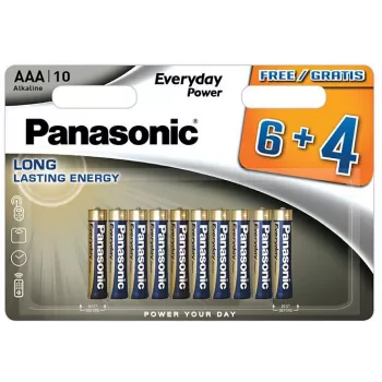 Panasonic Everyday Power AAA šarminės baterijos LR03, 10 vnt. lizdinė pakuotė (6+4 premija)