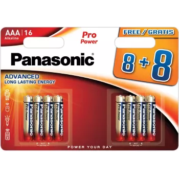 Panasonic Batteries LR03PPG/16BW 8+8 AAA šarminės baterijos, 16 vnt. pakelis
