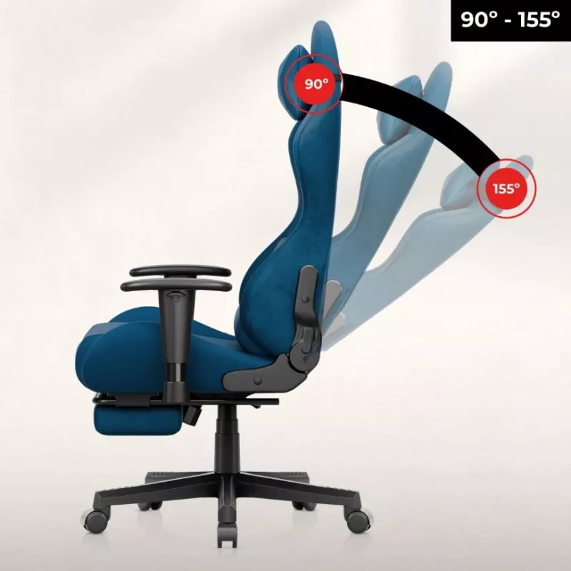 Huzaro Force 5.7 Blue ergonomiška žaidimų kėdė - PU oda, reguliuojamos porankiai, atlošo atlenkimas, juosmens ir kaklo pagalvėlės