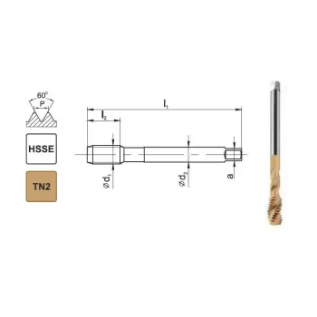 Mašininis sriegtuvas M10x1 DIN 371 C R40 6H HSSE TiN 800X
