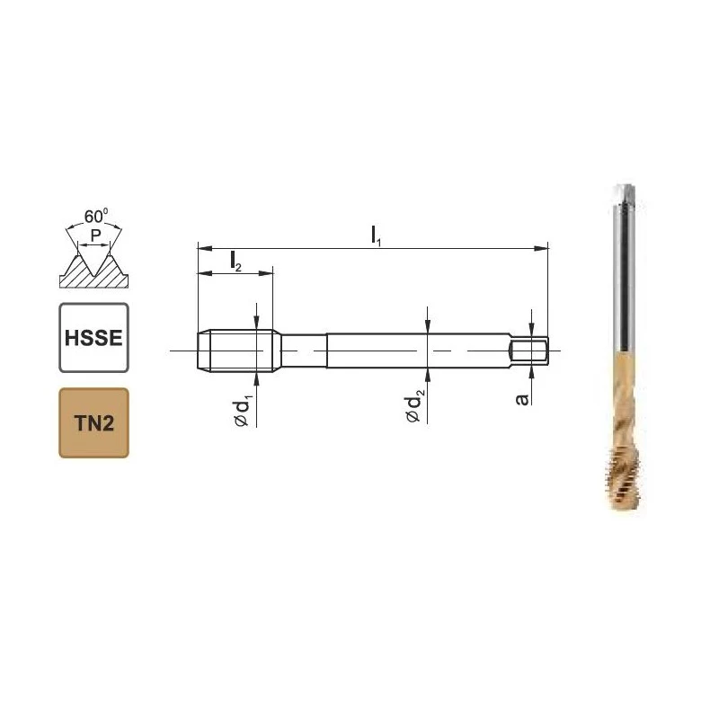Mašininis sriegtuvas M10x1 DIN 371 C R40 6H HSSE TiN 800X