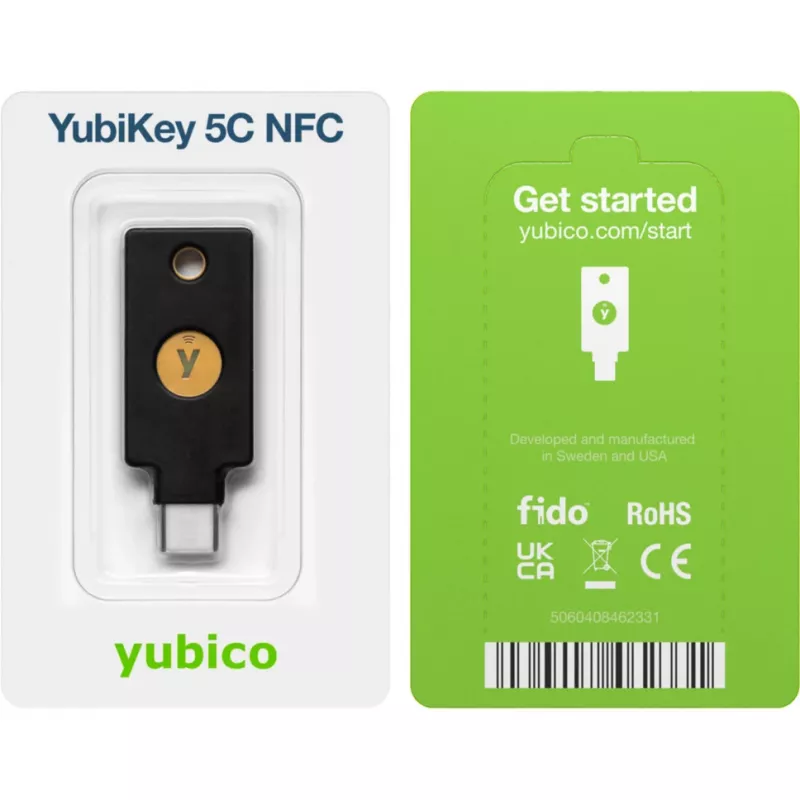 YubiKey 5C NFC saugos raktas - juoda/auksinė