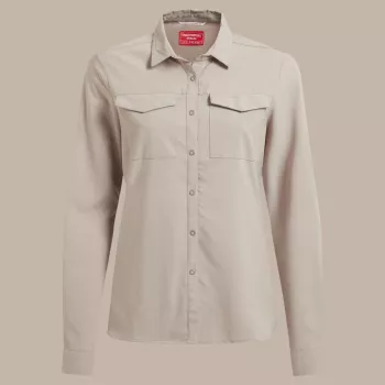 Craghoppers NosiLife Pro LS Shirt III moteriški kelioniniai marškiniai ilgomis rankovėmis - Soft Mushroom, XS