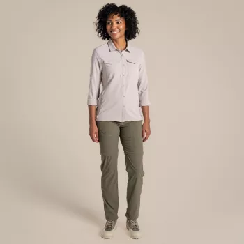 Craghoppers NosiLife Pro LS Shirt III moteriški kelioniniai marškiniai ilgomis rankovėmis - Soft Mushroom, XS