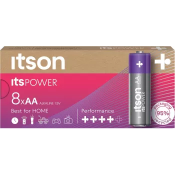 ITSON LR6IPO/8CB šarminės AA baterijos (8 vnt. pakuotė)