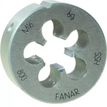 FANAR DIE M20x1 HSS800F apvalus sriegimo skustuvas, metrinis M20 x 1,0 mm, greitapjovis plienas, dešinysis, 6g