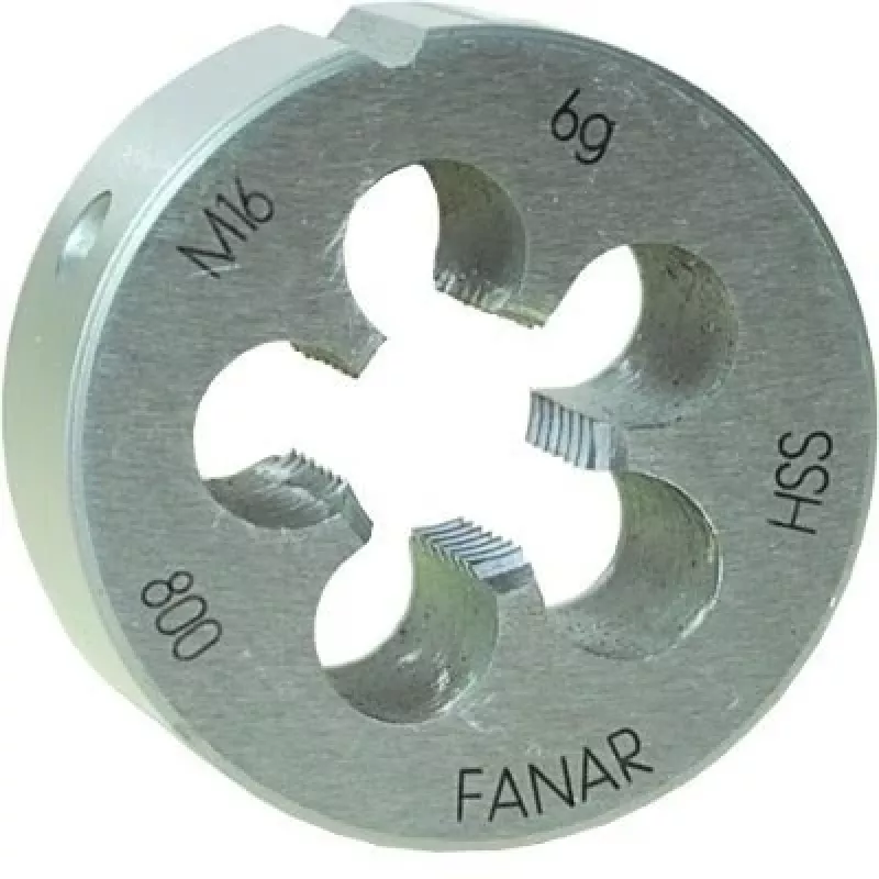 FANAR DIE M20x1 HSS800F apvalus sriegimo skustuvas, metrinis M20 x 1,0 mm, greitapjovis plienas, dešinysis, 6g