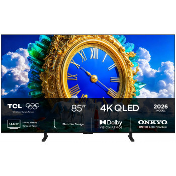 TCL 85A400 85 colių QLED 4K Ultra HD Google TV su Dolby Vision ir Atmos, HDR10+, 120Hz DLG, Game Master, 3x HDMI 2.1, Wi-Fi, Bluetooth, DVB-T2/C/S2, VESA 600x400, energijos klasė G