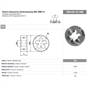 Apvalioji sriegimo plokštelė M16x1 DIN-22568 (6g) HSS 800