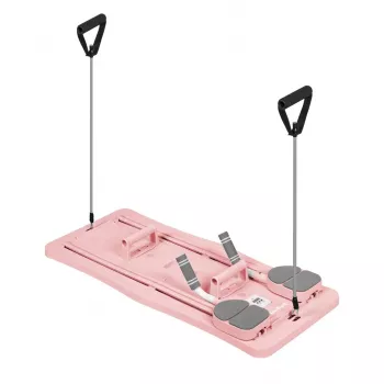 REBEL RBA-3069-PK 9-in-1 Pilates strypo rinkinys su pasipriešinimo juostomis, durų inkaru, pėdų kilpomis ir nešiojimo krepšiu – rožinė