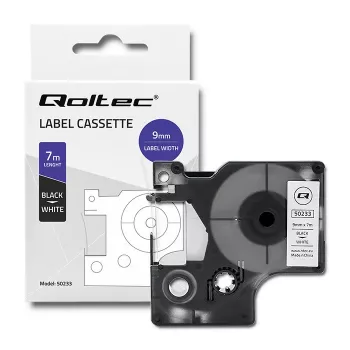 Qoltec DYMO D1 suderinama etikečių juosta 40913, 9 mm x 7 m, balta su juodu spaudu