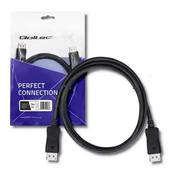 Qoltec DisplayPort 1.1 laidas, vyras į vyrą, 4K, 2 m, juodas