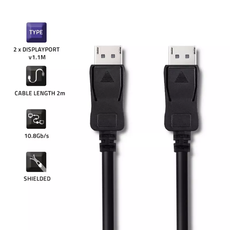 Qoltec DisplayPort 1.1 laidas, vyras į vyrą, 4K, 2 m, juodas