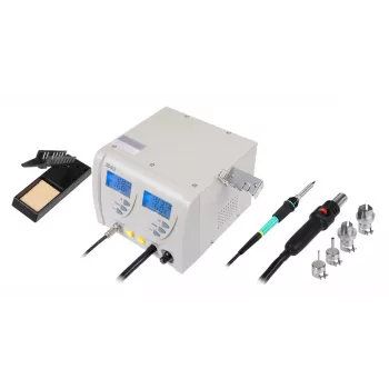 SMD litavimo stotelė su karšto oro pistoletu ir lituokliu - 2-in-1 remonto stotelė su dvigubu LED ekranu, 700W, ESD apsauga