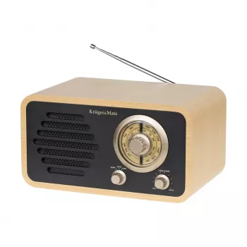 KRUGER & MATZ KM0828 nešiojamasis AM/FM radijo imtuvas su AUX įvestimi, teleskopine antena, nešimo rankena, juodos spalvos