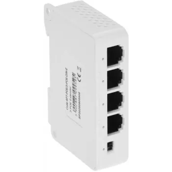 DELTA SPT-POE/3-POE-DIN-E 4 prievadų DIN bėgelio PoE jungiklis/išplėtimo įrenginys, 3x PoE Out 30W, 10/100 Mbps, nevaldomas, -40 iki 75°C