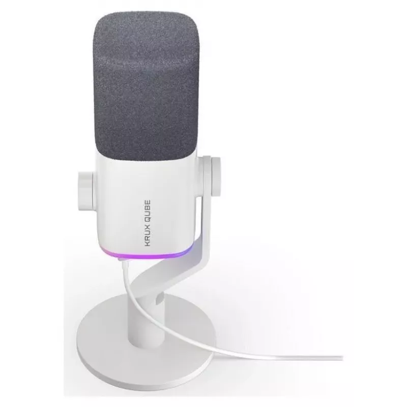 Krux Qube XLR/USB kondensatorinis mikrofonas baltas