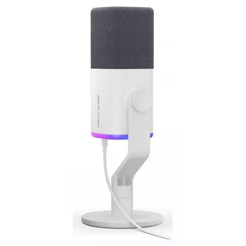 Krux Qube XLR/USB kondensatorinis mikrofonas baltas