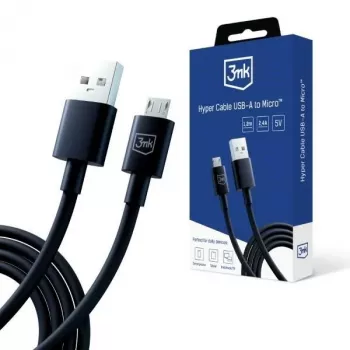 3mk Hyper Cable USB-A į Micro-USB 1,2 m 5V 2,4A juoda