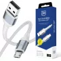 3mk Hyper Cable N-SERIES USB-A į Micro 1m 5V/2.4A 12W baltas