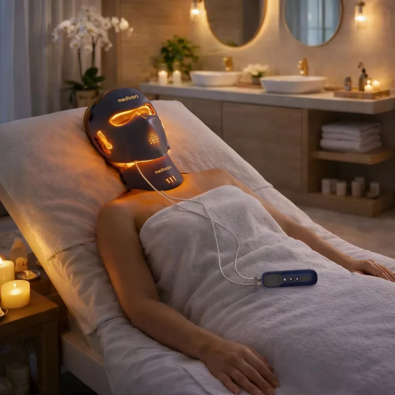 Medivon LED šviesos veido kaukė Lumi 3D Pro - 7 spalvų LED terapijos kaukė su 192 LED, įkraunama, reguliuojamas intensyvumas ir laikmatis