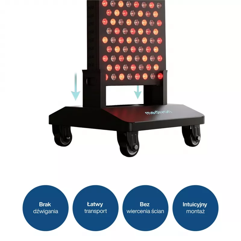 MEDIVON Lumera Stand mobilus stovas Lumera Plus ir Lumera Max LED panelėms, 4 ratukai, juodos spalvos