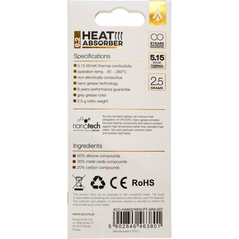 Accura Heat Absorber 8.2 pilka 2 g šilumą laidžioji pasta