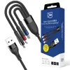 3mk Hyper Cable N-SERIES 3-in-1 USB-A į USB-C/Lightning/MicroUSB 1,2 m 9V/2A 18W juoda
