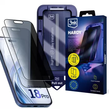 3mk Hardy Privzone 9H apsauginis stiklas, skirtas Apple iPhone 18 Pro