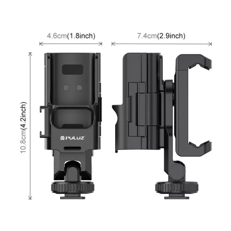 PULUZ išplėtimo rėmas su 1/4 colio sriegiu ir telefono laikikliu, skirtas DJI Osmo Pocket 3 (PU726B)