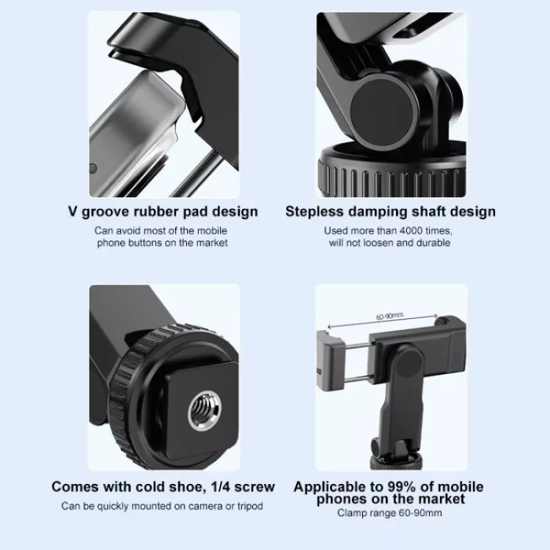 PULUZ išplėtimo rėmas su 1/4 colio sriegiu ir telefono laikikliu, skirtas DJI Osmo Pocket 3 (PU726B)