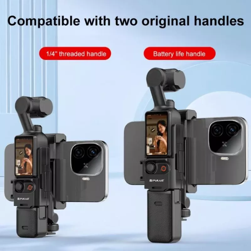 PULUZ išplėtimo rėmas su 1/4 colio sriegiu ir telefono laikikliu, skirtas DJI Osmo Pocket 3 (PU726B)