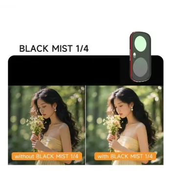 SUNNYLIFE Magnetic Black Mist 1/4 filtras, skirtas Insta360 X4 – kinematografinis švelnus švytėjimas, greitas užfiksuojimas, HD optinis stiklas