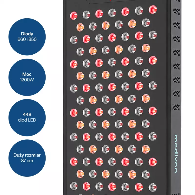 MEDIVON Lumera Max LED šviesos terapijos panelė kūnui, raudona ir infraraudonoji šviesa, 448 LED, 630–1060 nm, juodos spalvos