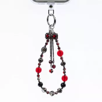 Crong Phone Charm Lanyard Red Bow – universalus apsaugos nuo pametimo riešo dirželis išmaniesiems telefonams